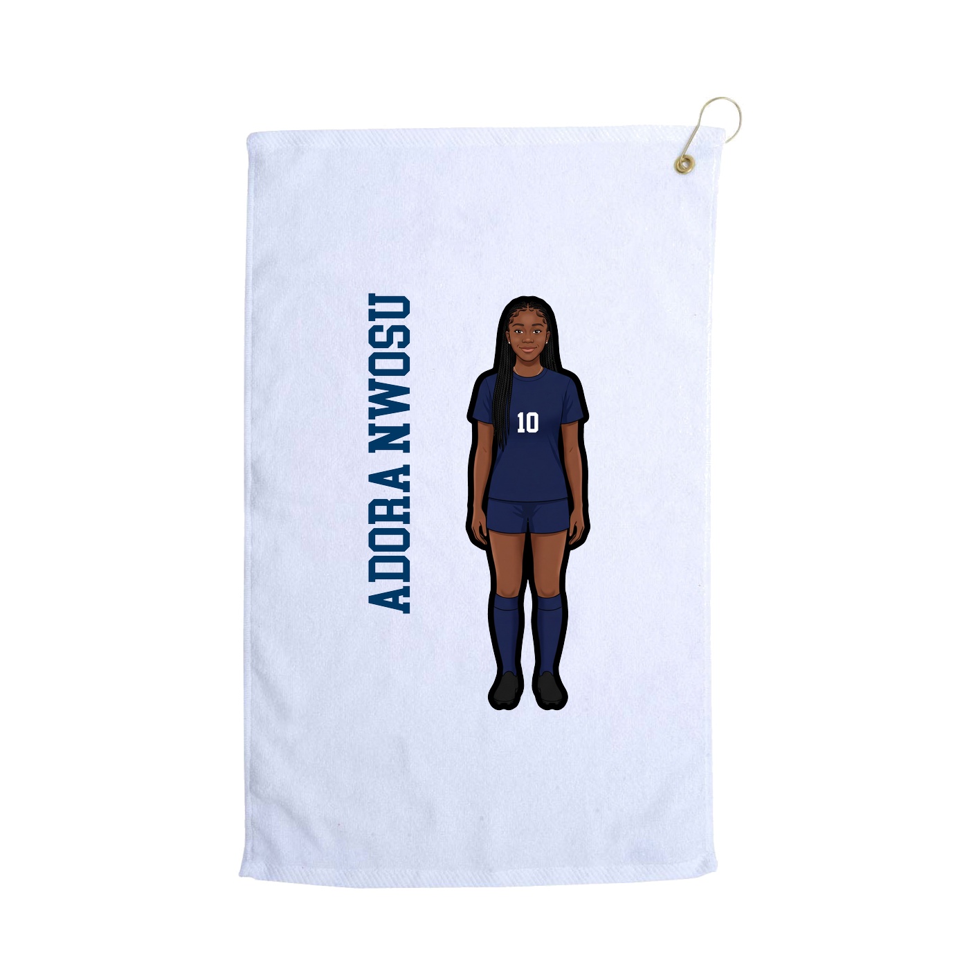 Golf Towel — Name Vertical in White