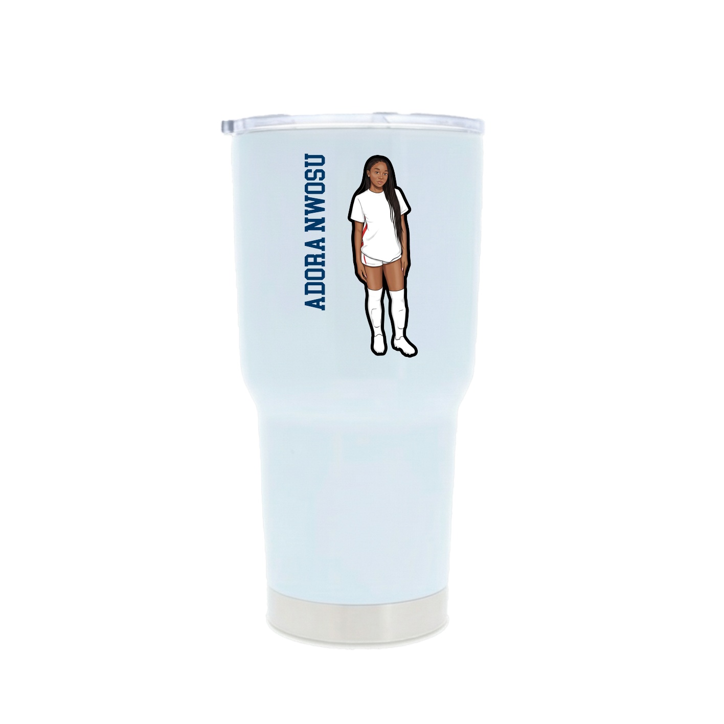 30oz Stainless Steel Tumbler — Name Vertical in White