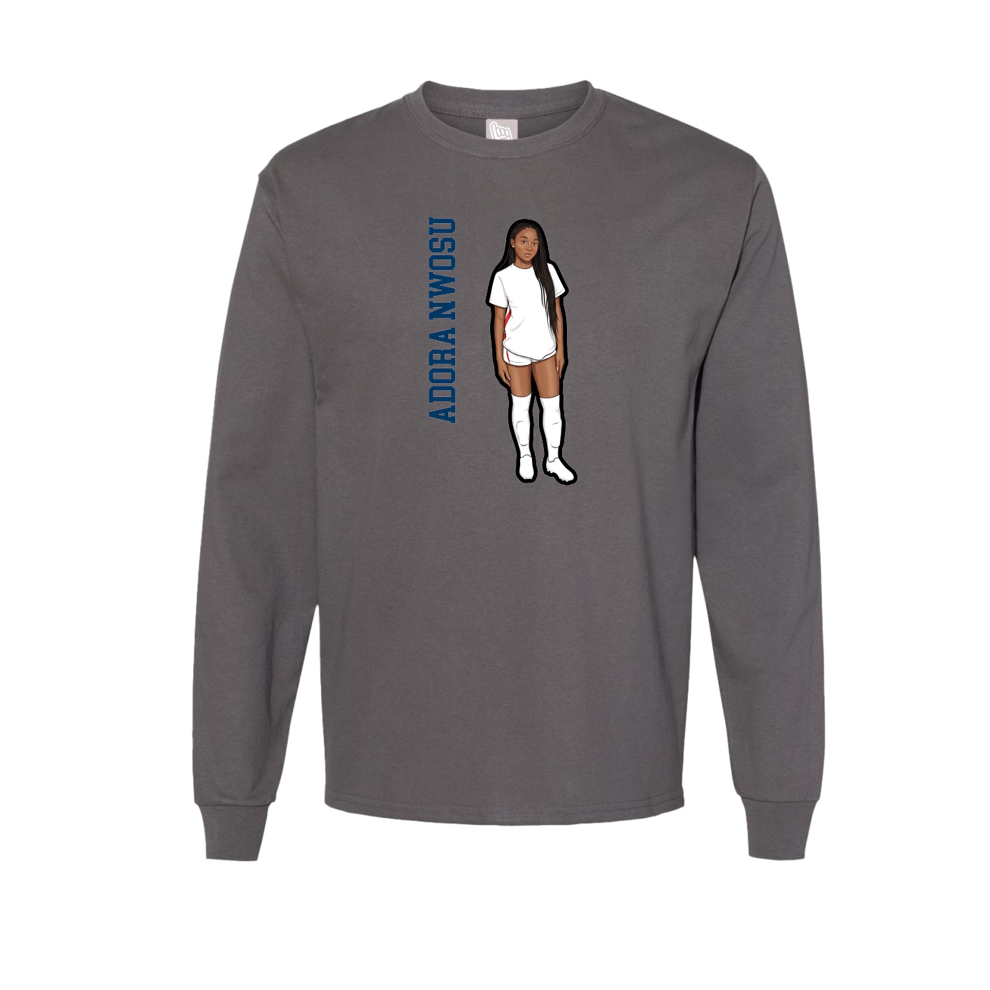 Long Sleeve Tee — Name Vertical in Grey