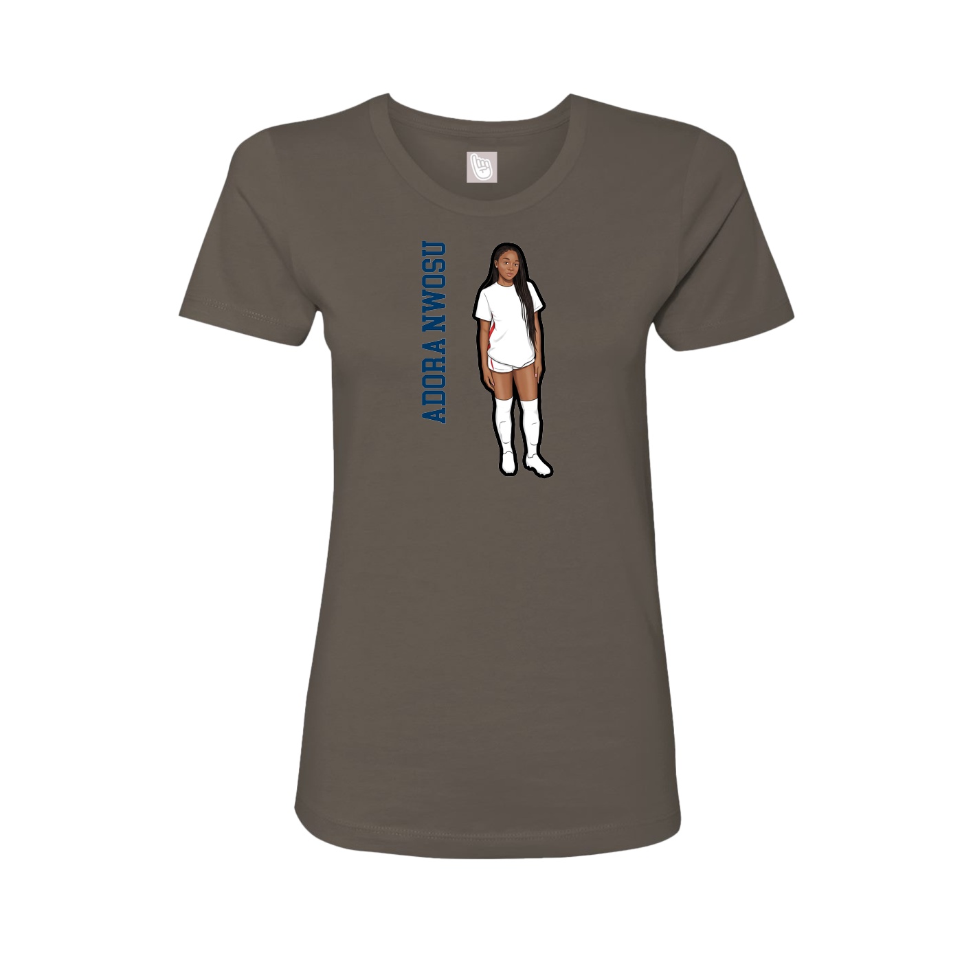 Fitted Women's Tee — Name Vertical in Grey