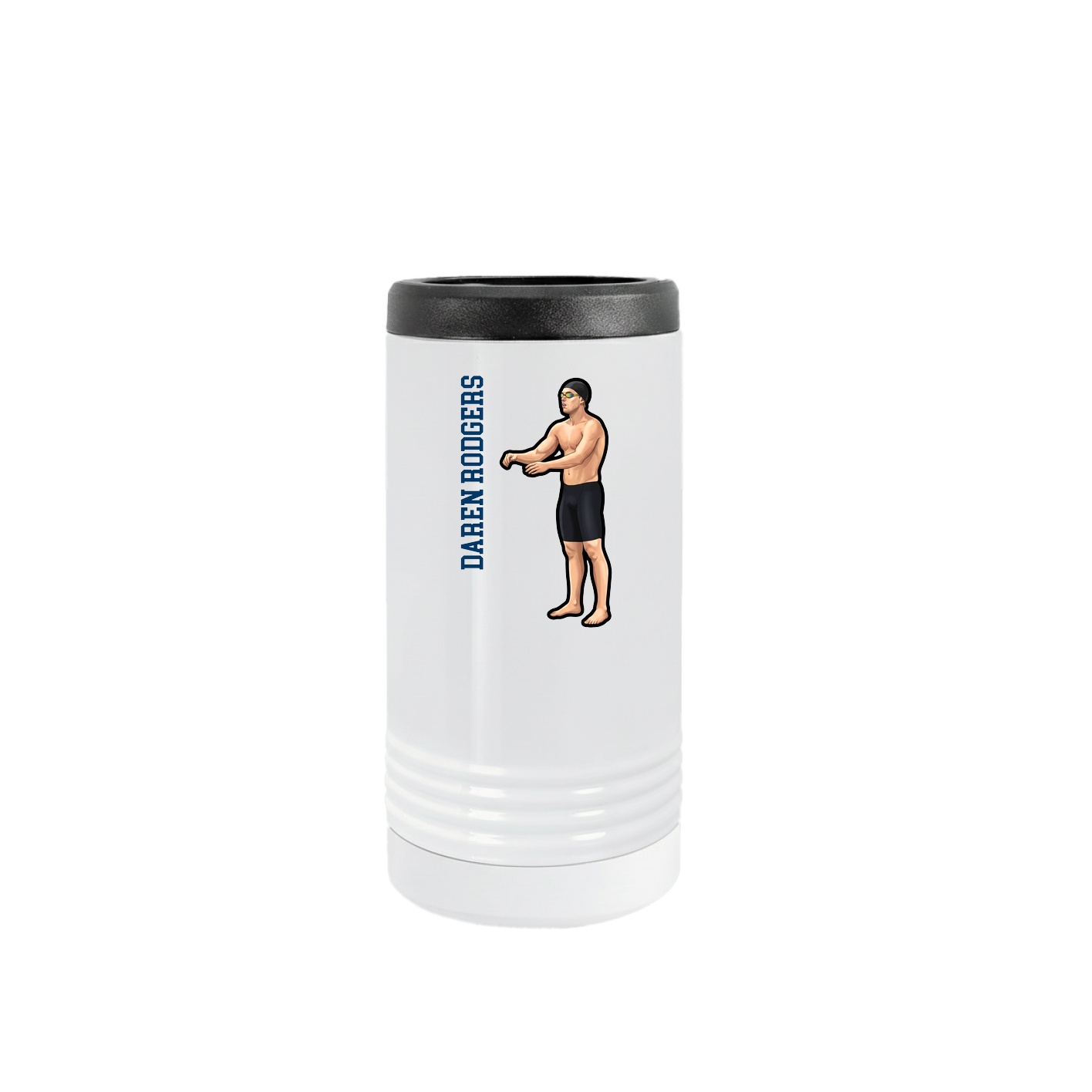 Slim Beverage Holder — Name Vertical in White