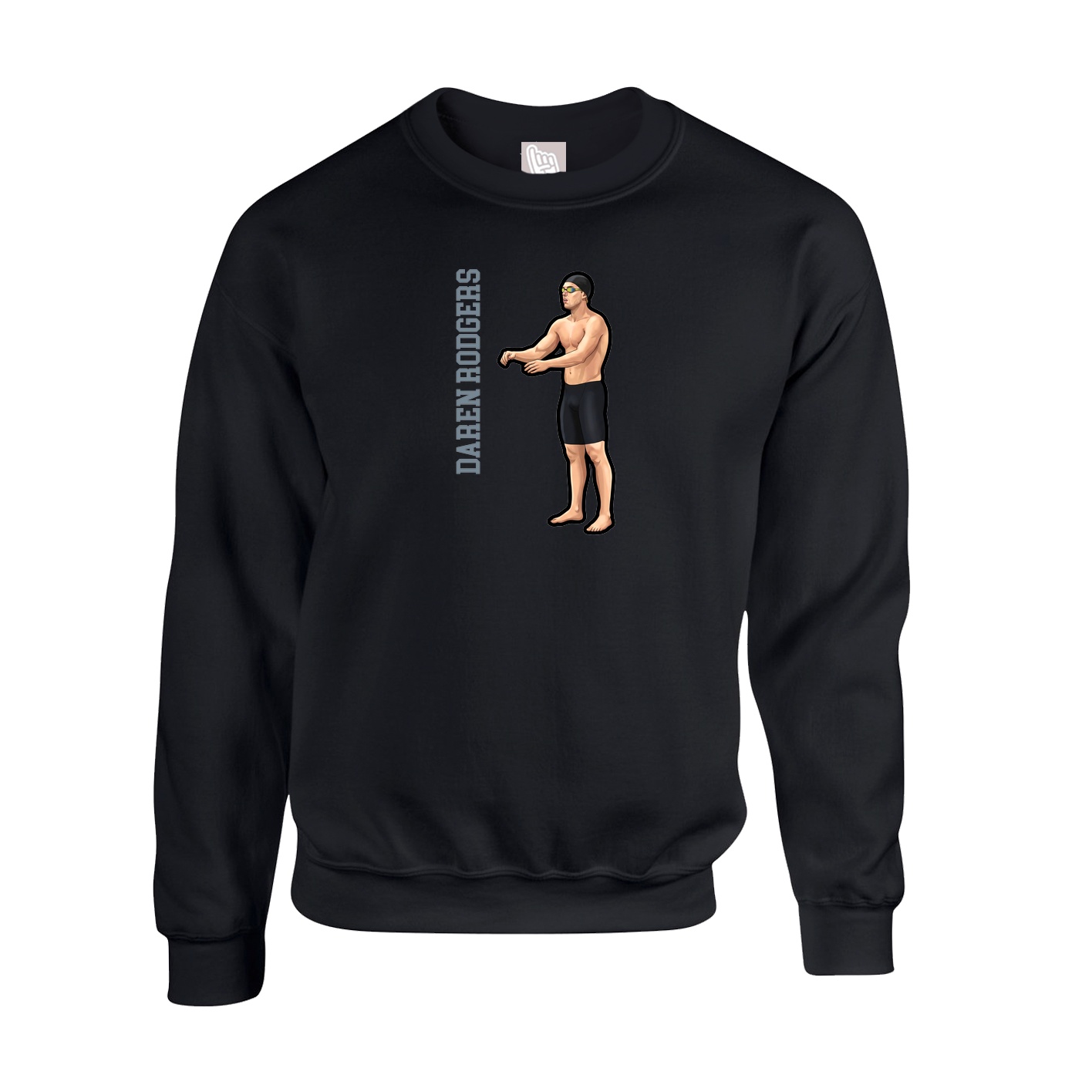 Fleece Crew — Name Vertical in Black
