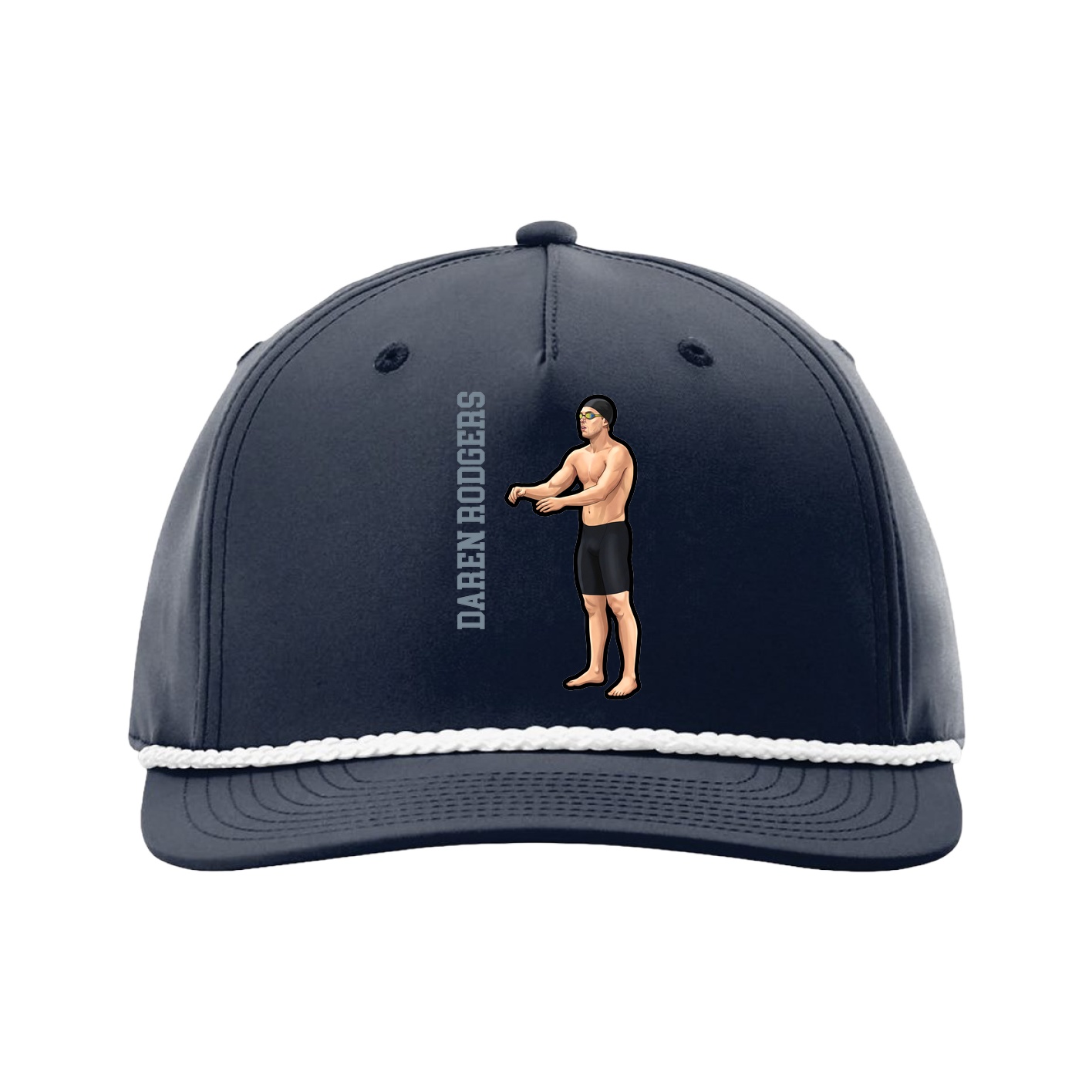 Five-Panel Classic Rope Cap — Name Vertical in Navy