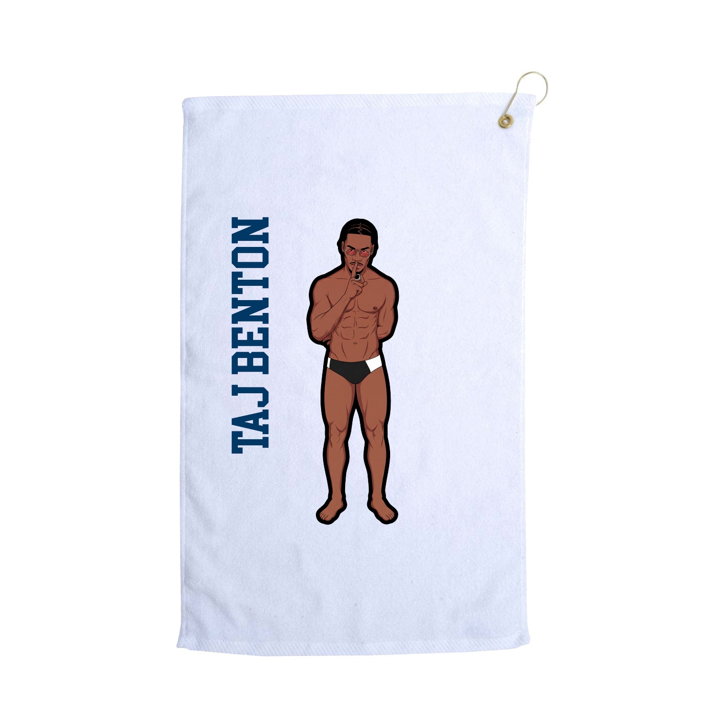 Golf Towel — Name Vertical in White