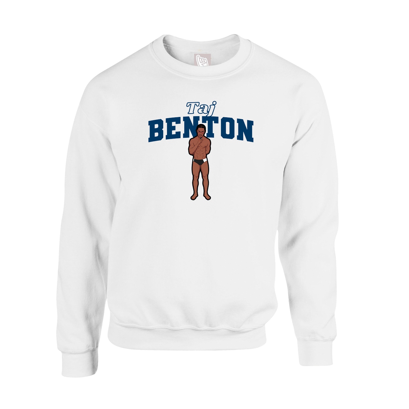 Fleece Crew — Name Arch in White