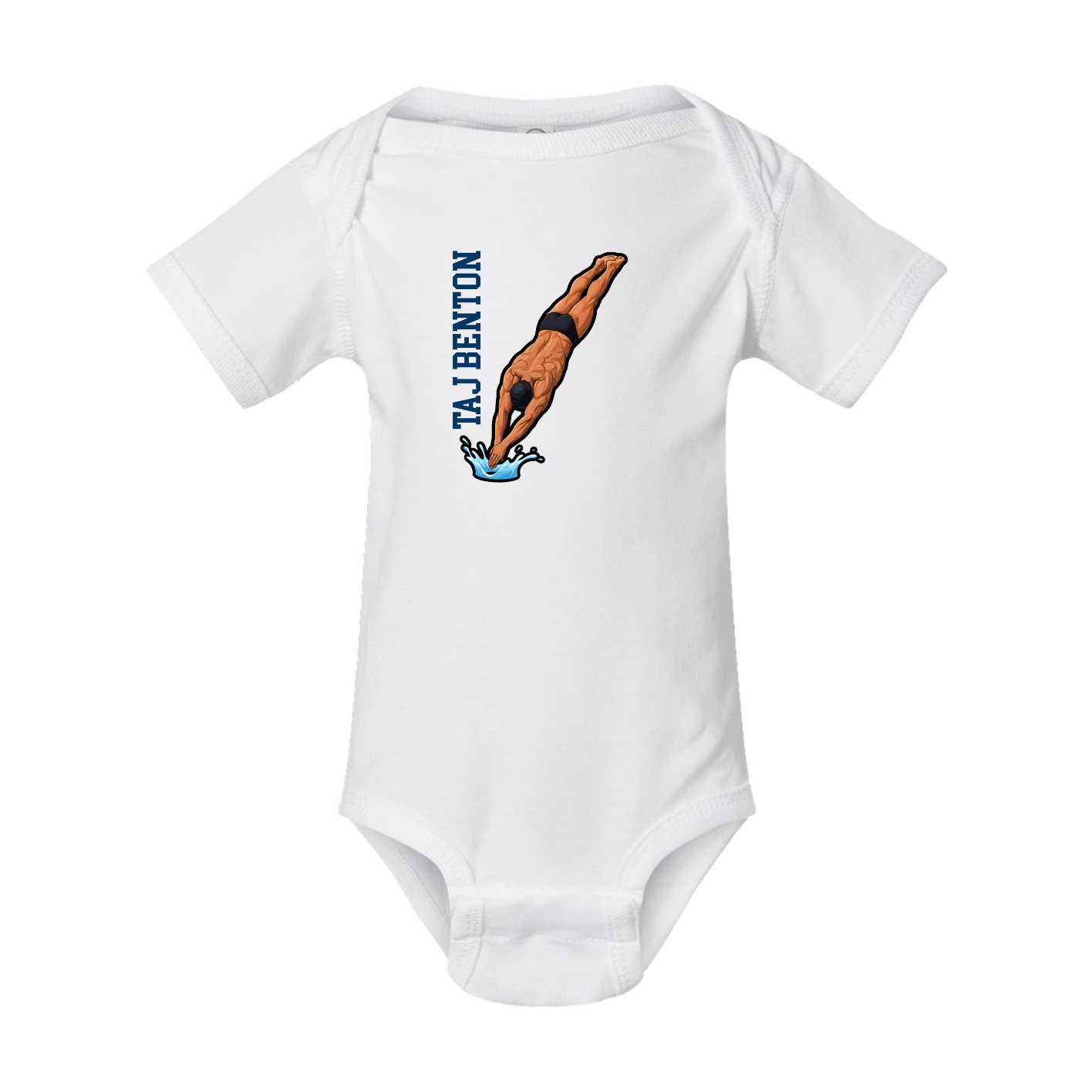 Baby Onesie — Name Vertical in White