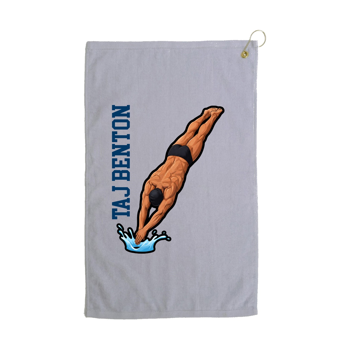 Golf Towel — Name Vertical in Grey