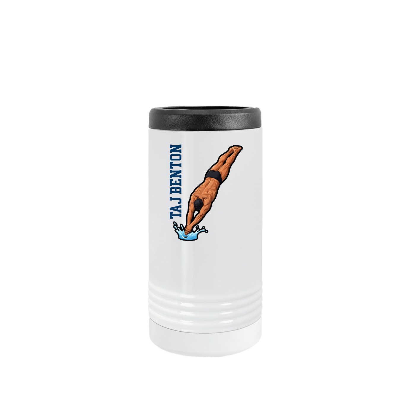 Slim Beverage Holder — Name Vertical in White