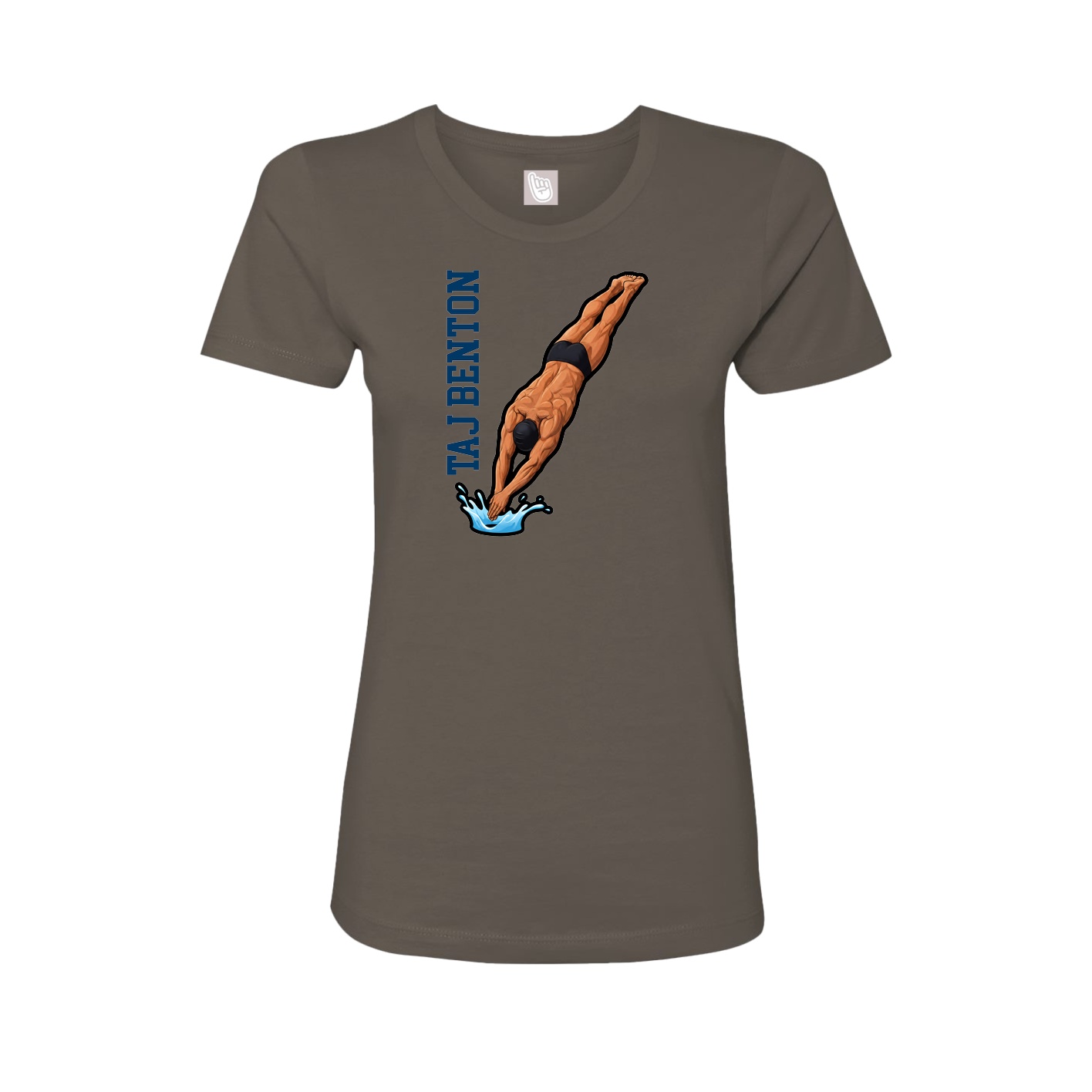 Fitted Women's Tee — Name Vertical in Grey