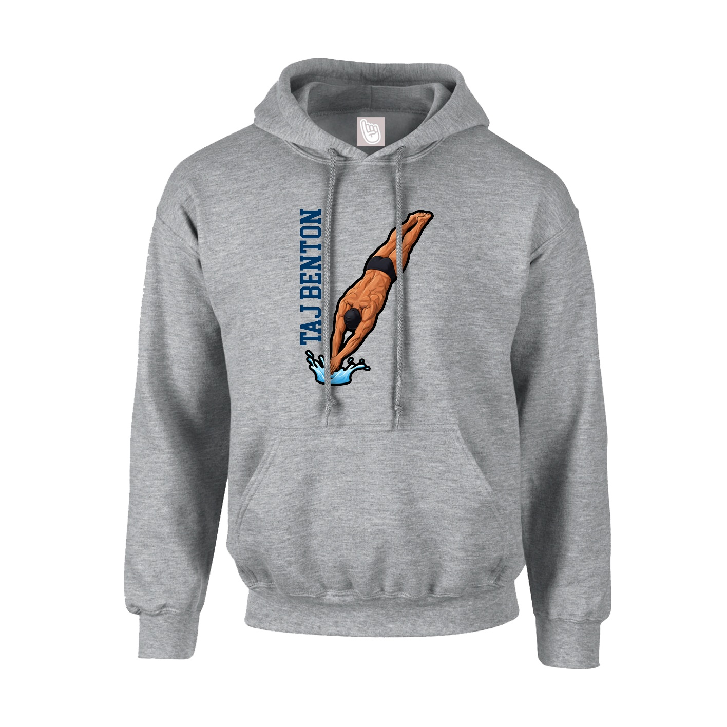 Hoodie — Name Vertical in Grey