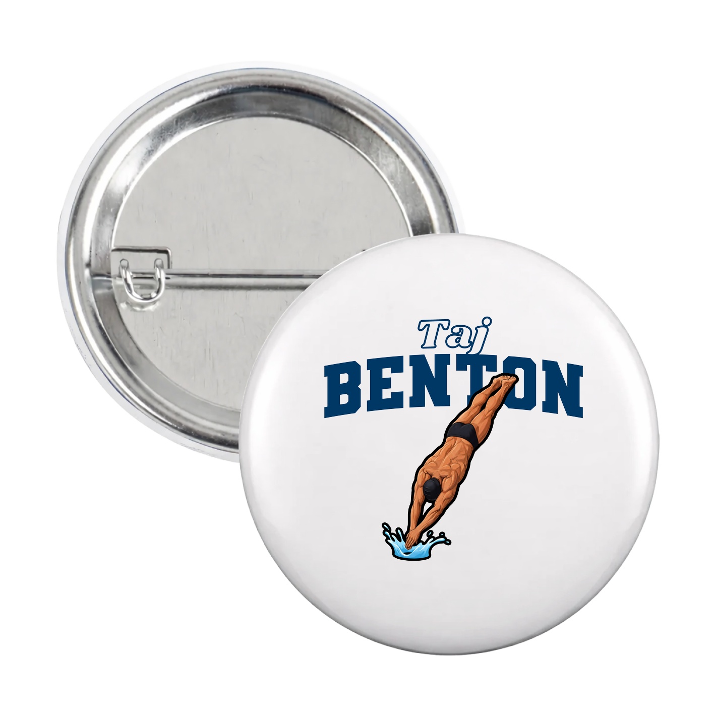 Game Day Button — Name Arch in White