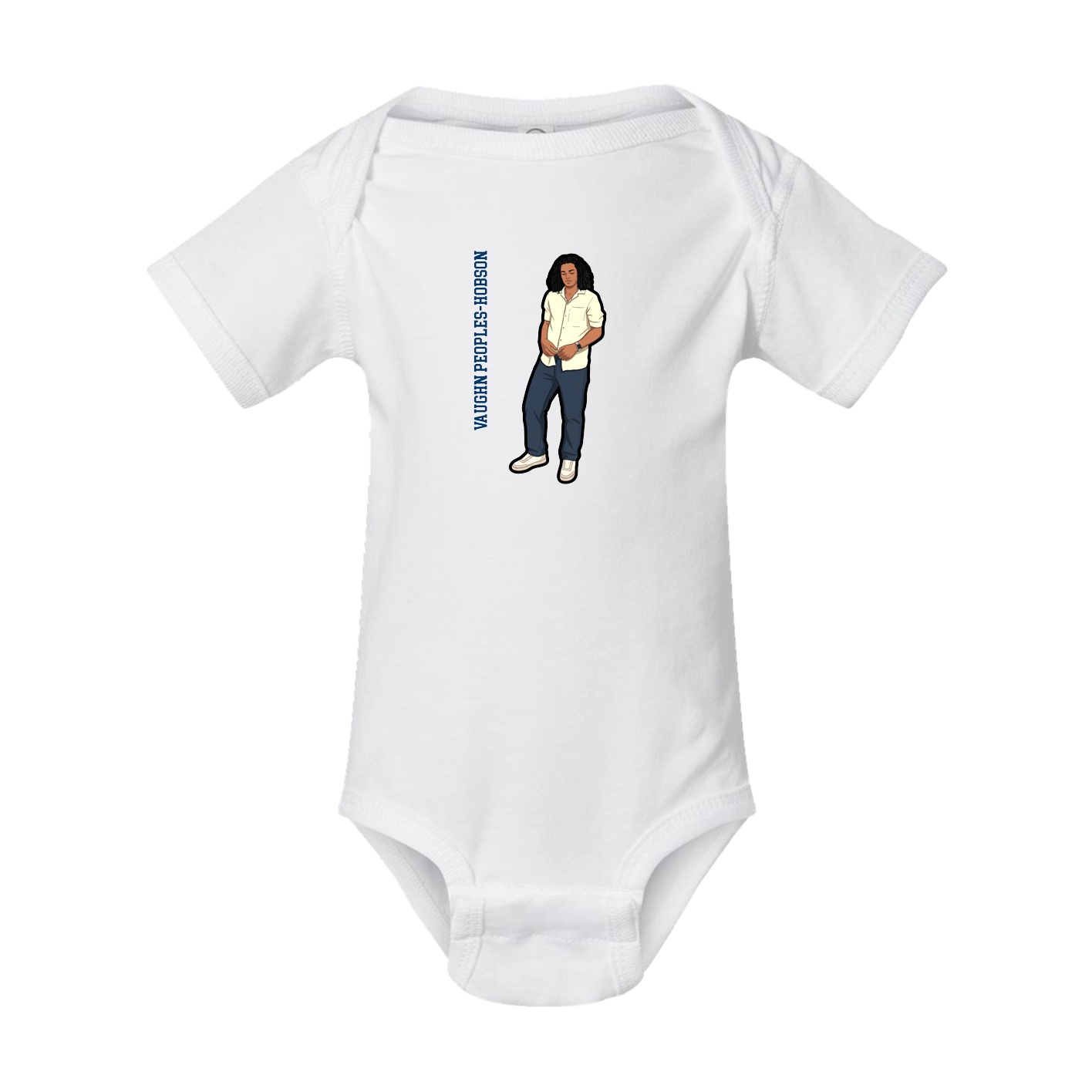 Baby Onesie — Name Vertical in White
