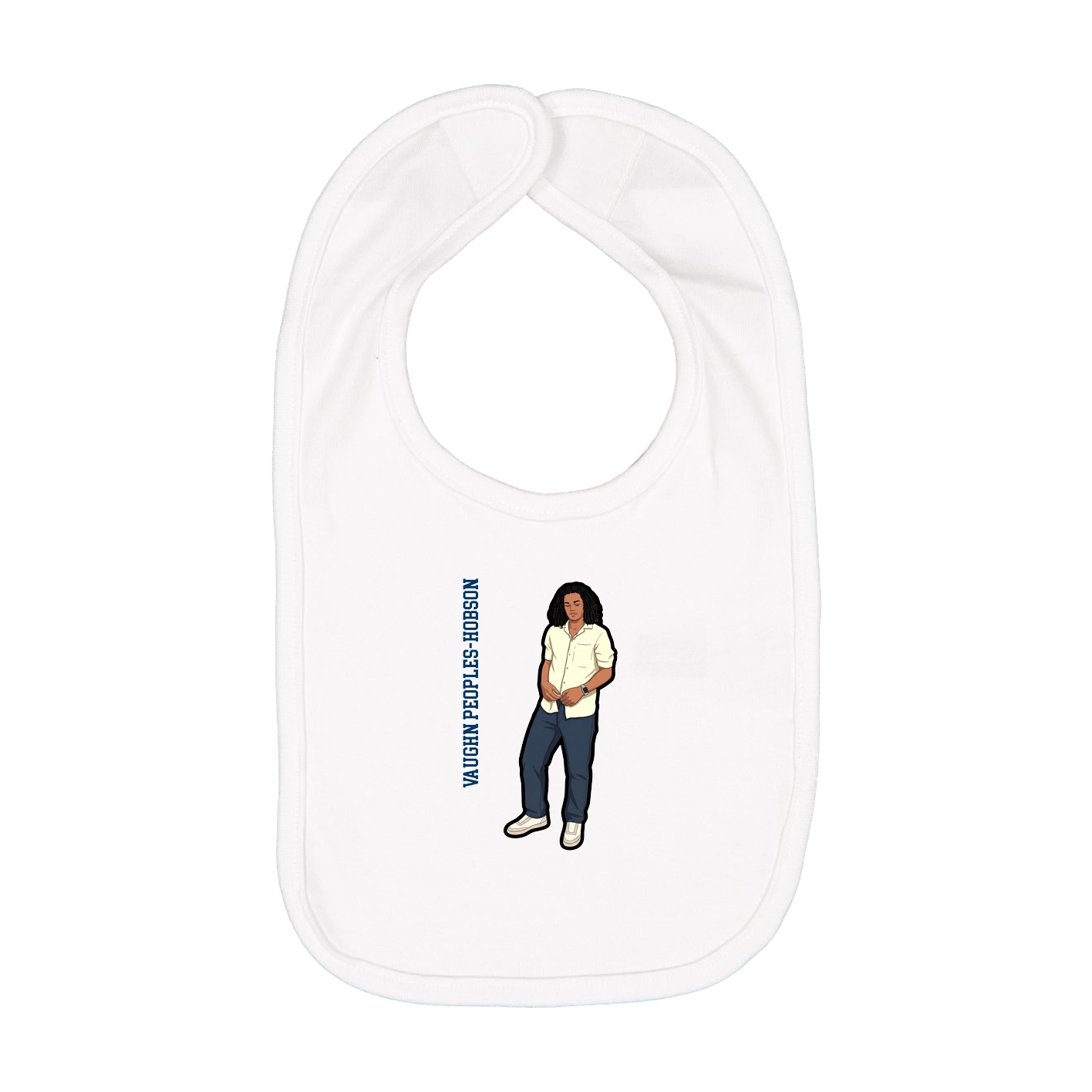 Infant Bib — Name Vertical in White