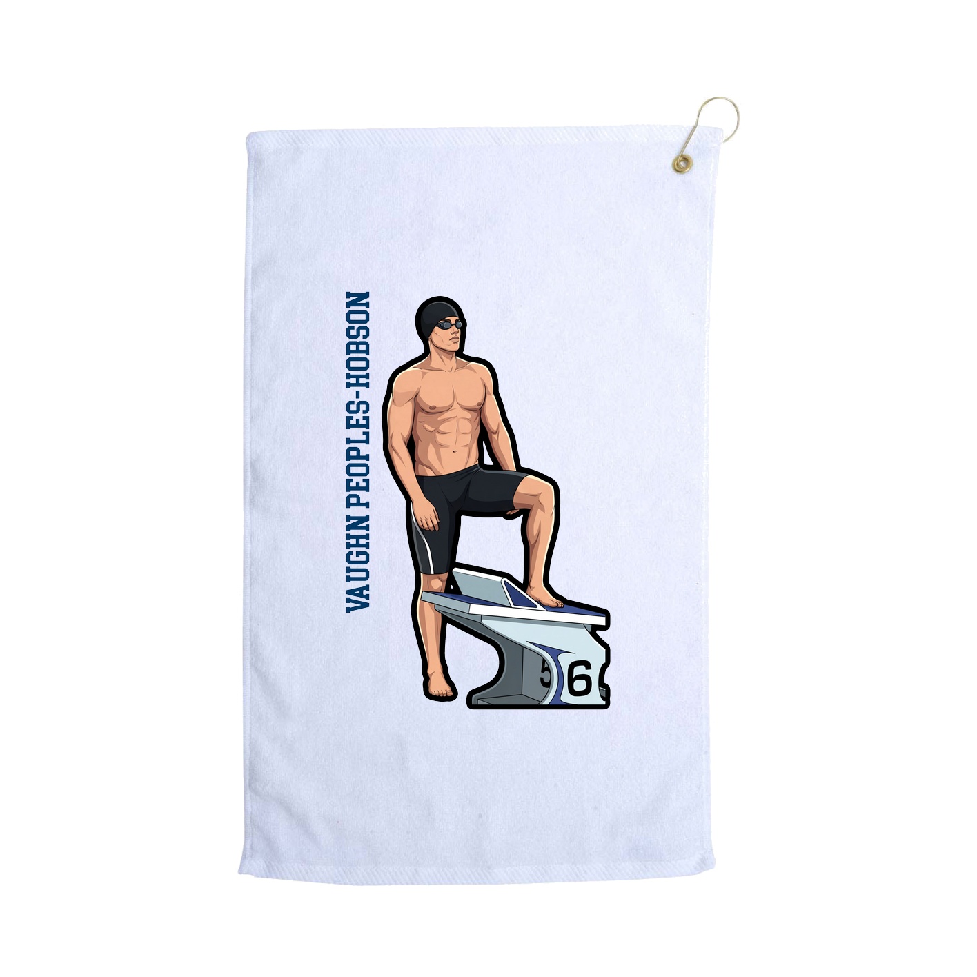 Golf Towel — Name Vertical in White
