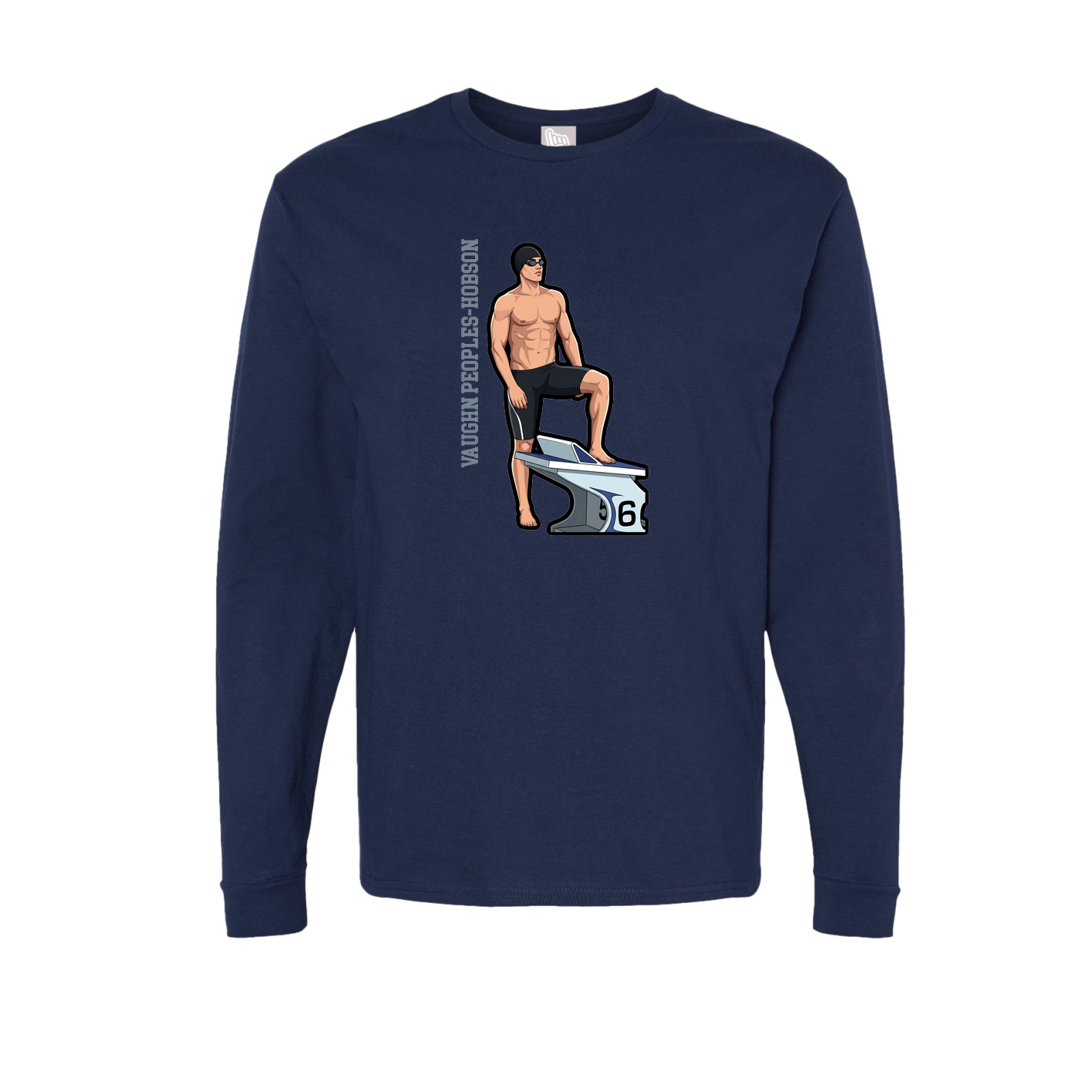Long Sleeve Tee — Name Vertical in Navy