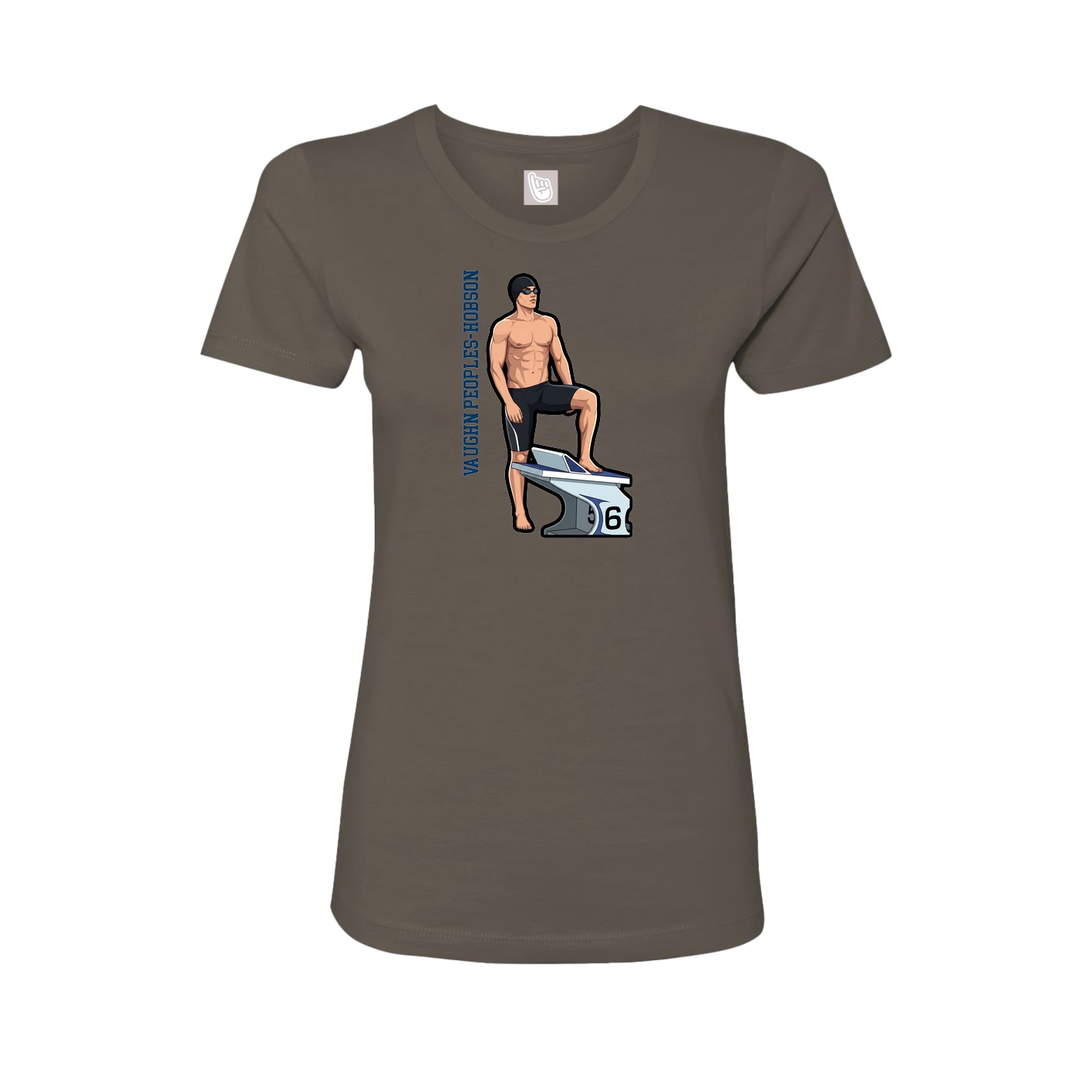 Fitted Women's Tee — Name Vertical in Grey