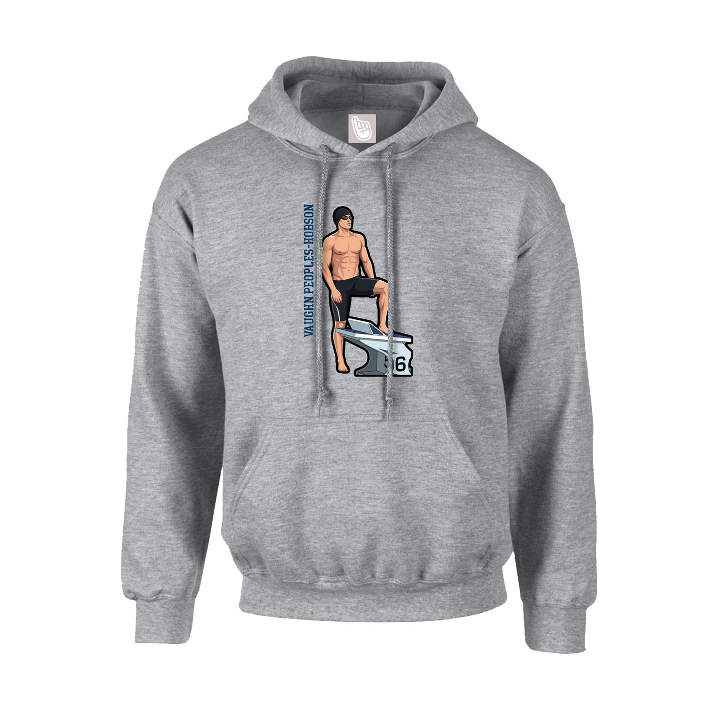 Youth Hoodie — Name Vertical in Grey
