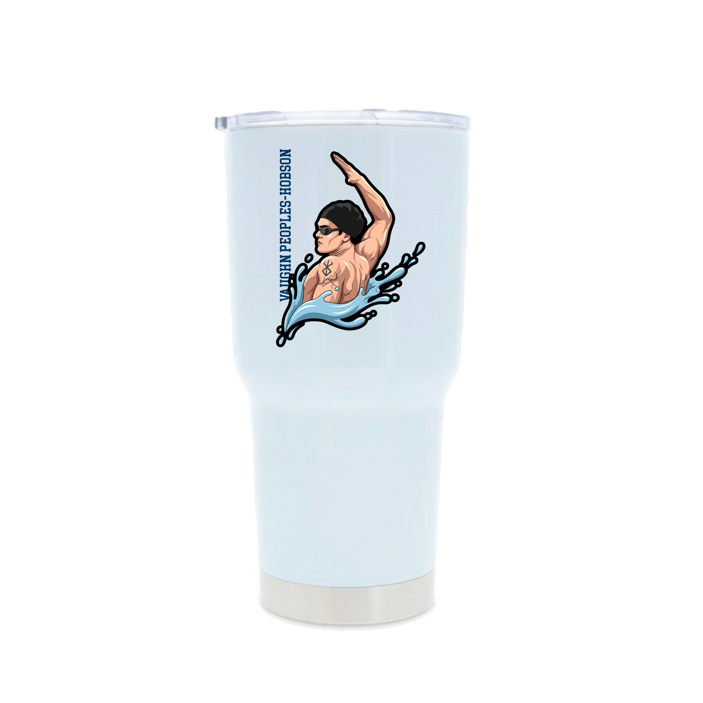 30oz Stainless Steel Tumbler — Name Vertical in White