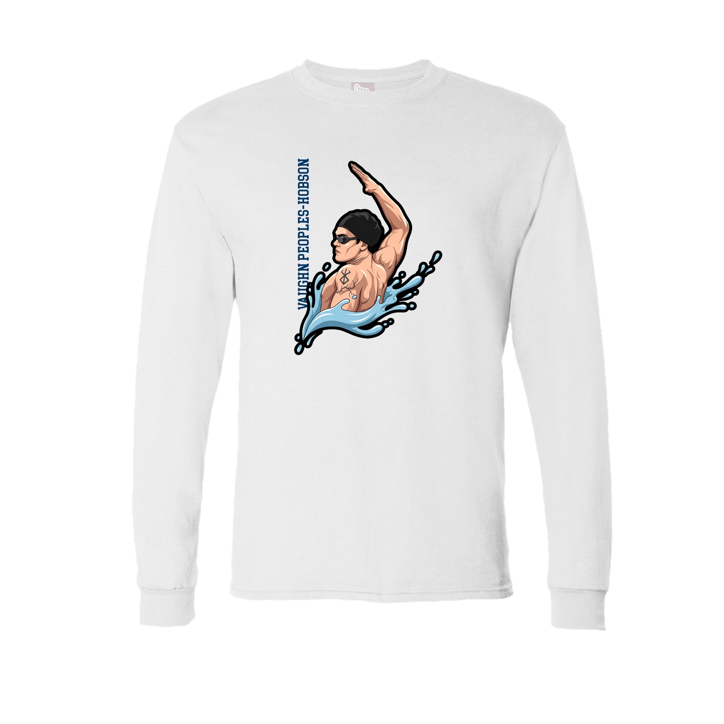 Long Sleeve Tee — Name Vertical in White