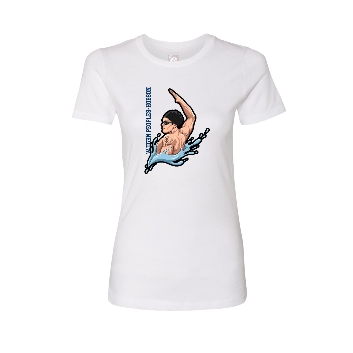 Fitted Women's Tee — Name Vertical in White