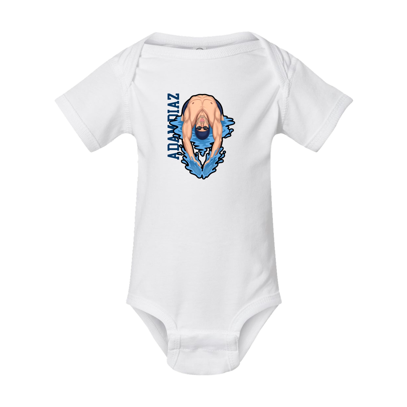 Baby Onesie — Name Vertical in White
