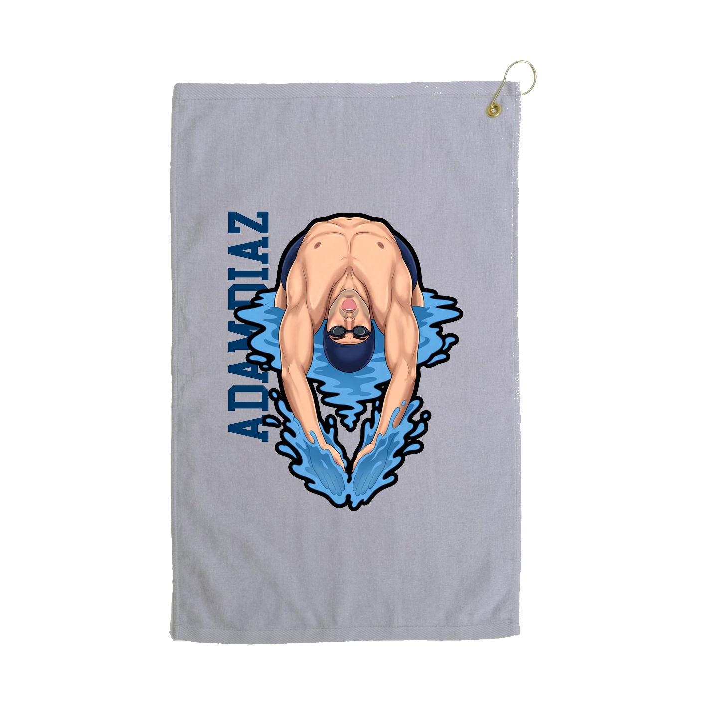 Golf Towel — Name Vertical in Grey