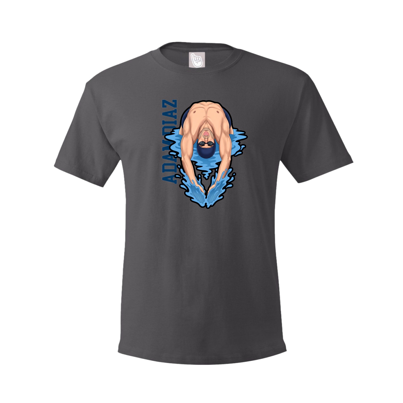 Tee — Name Vertical in Grey
