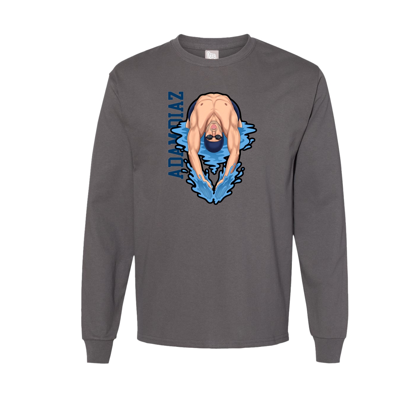 Long Sleeve Tee — Name Vertical in Grey