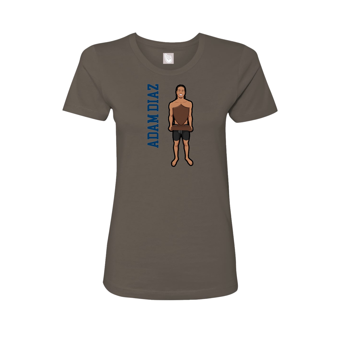 Fitted Women's Tee — Name Vertical in Grey