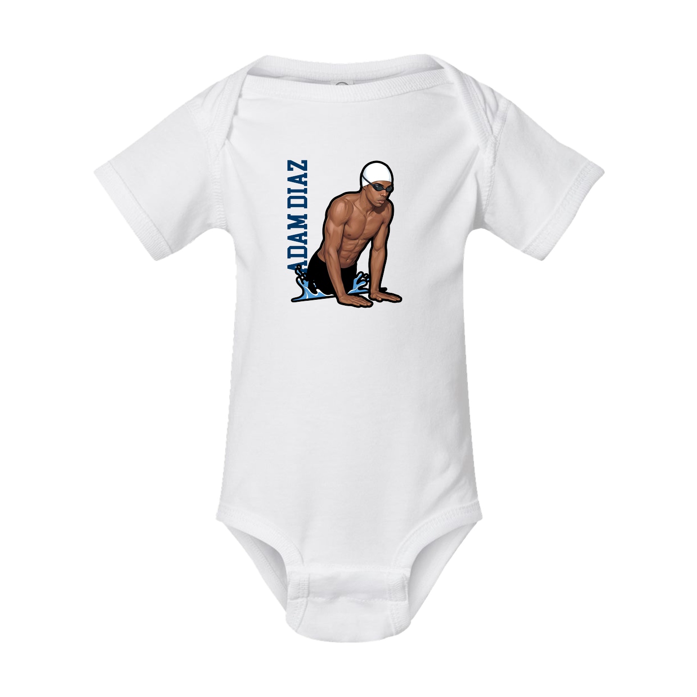 Baby Onesie — Name Vertical in White