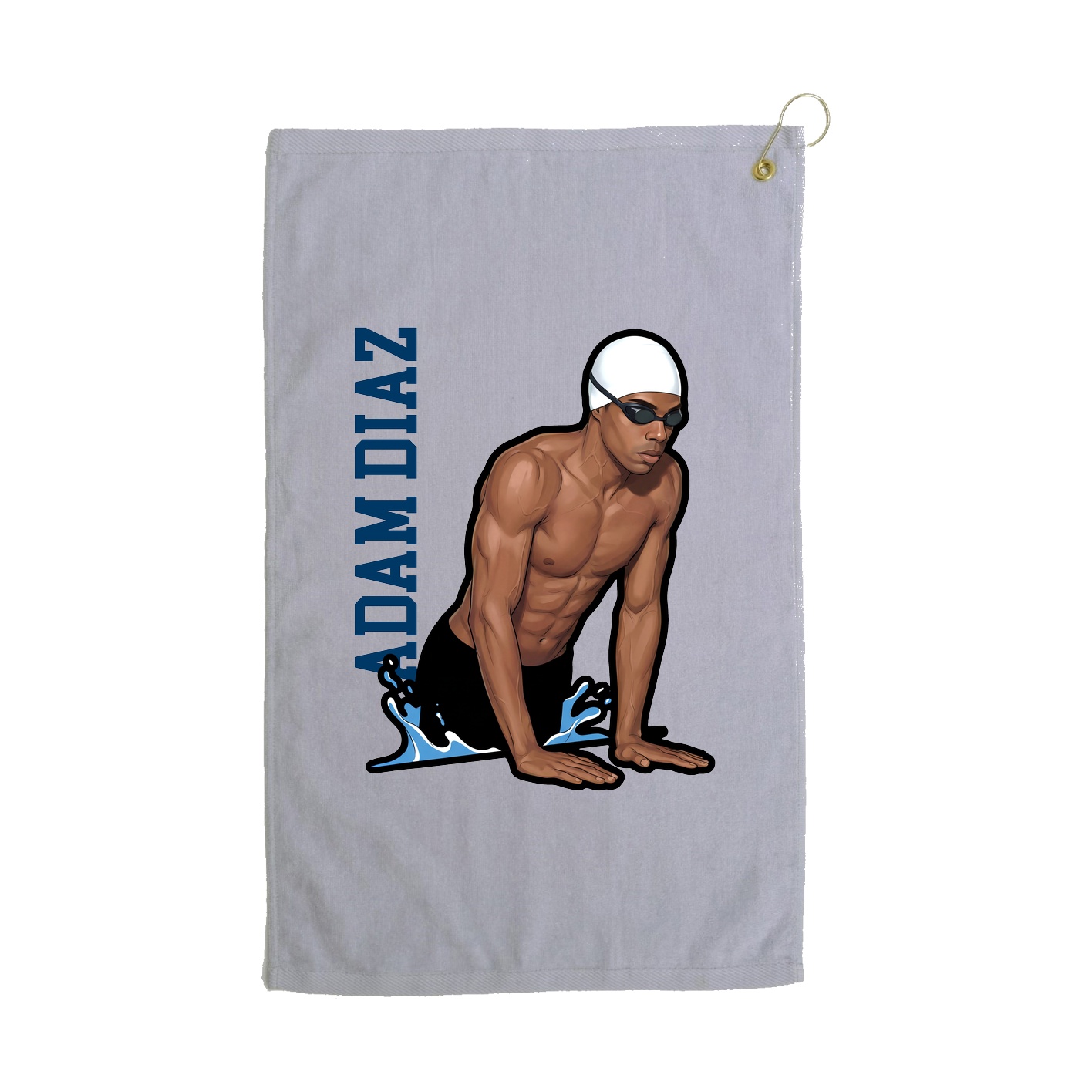 Golf Towel — Name Vertical in Grey
