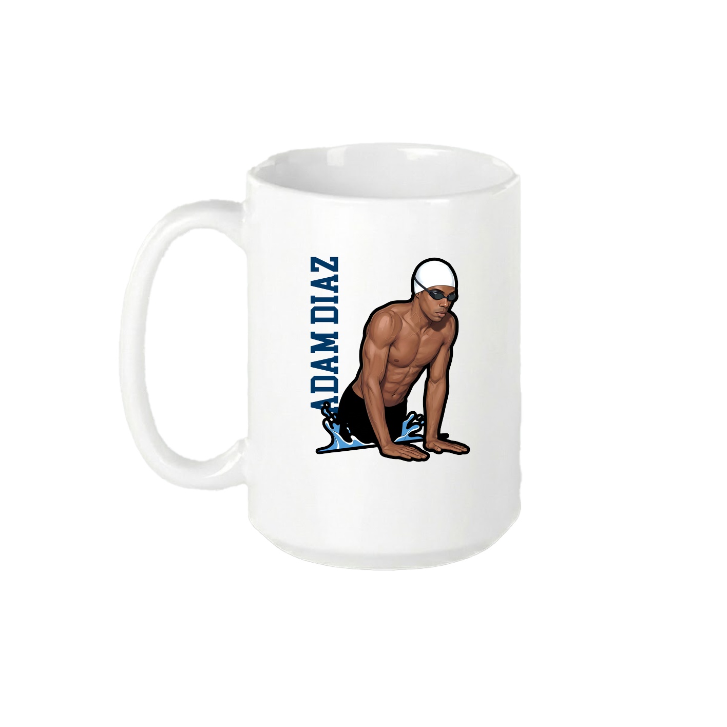 15oz Coffee Mug — Name Vertical in White