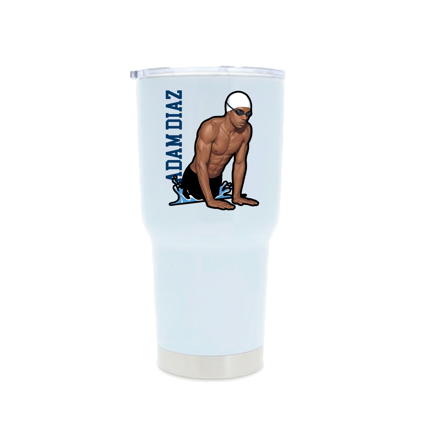 30oz Stainless Steel Tumbler — Name Vertical in White