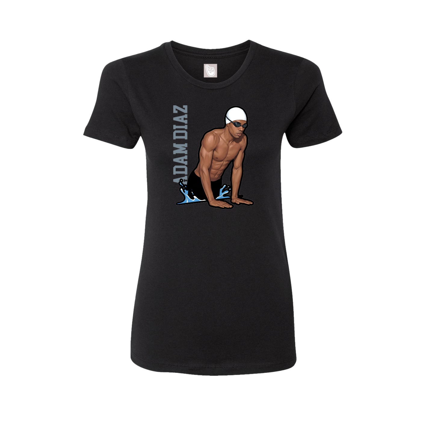 Fitted Women's Tee — Name Vertical in Black
