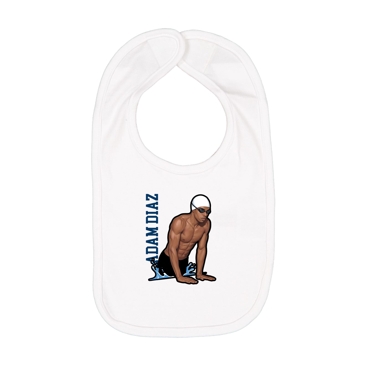 Infant Bib — Name Vertical in White