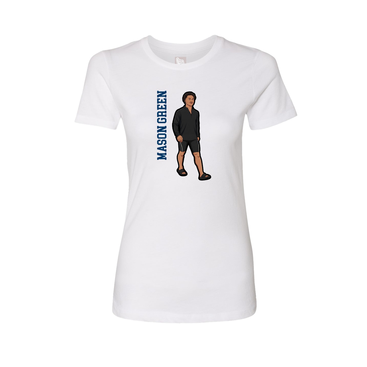 Fitted Women's Tee — Name Vertical in White