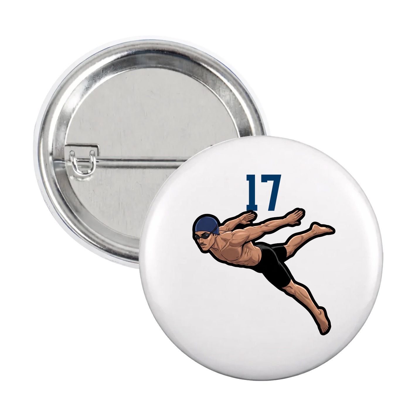 Game Day Button — Number Top in White