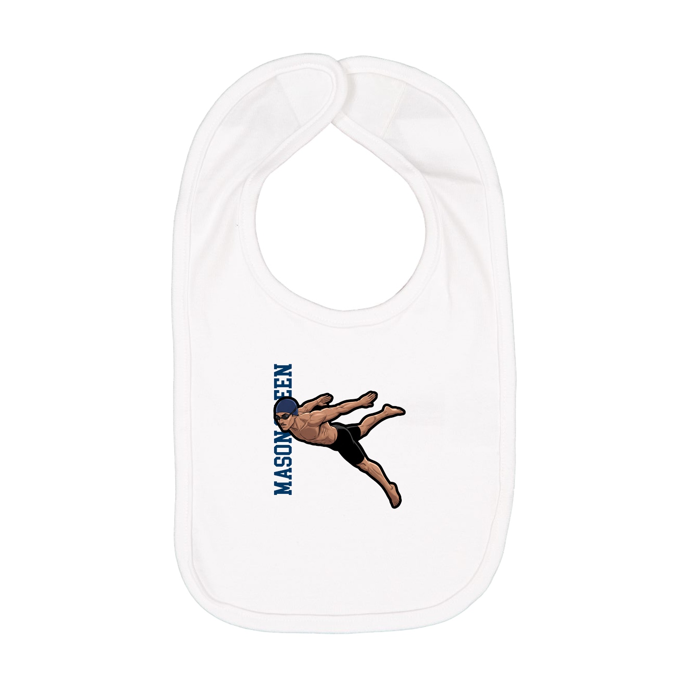 Infant Bib — Name Vertical in White