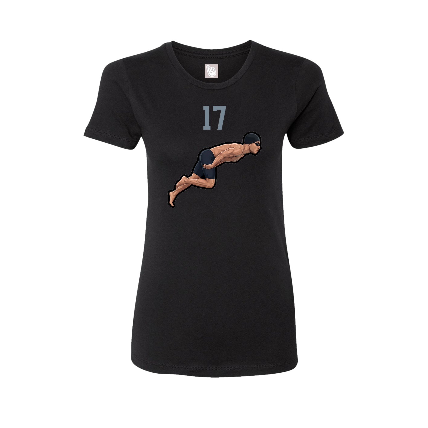 Fitted Women's Tee — Number Top in Black