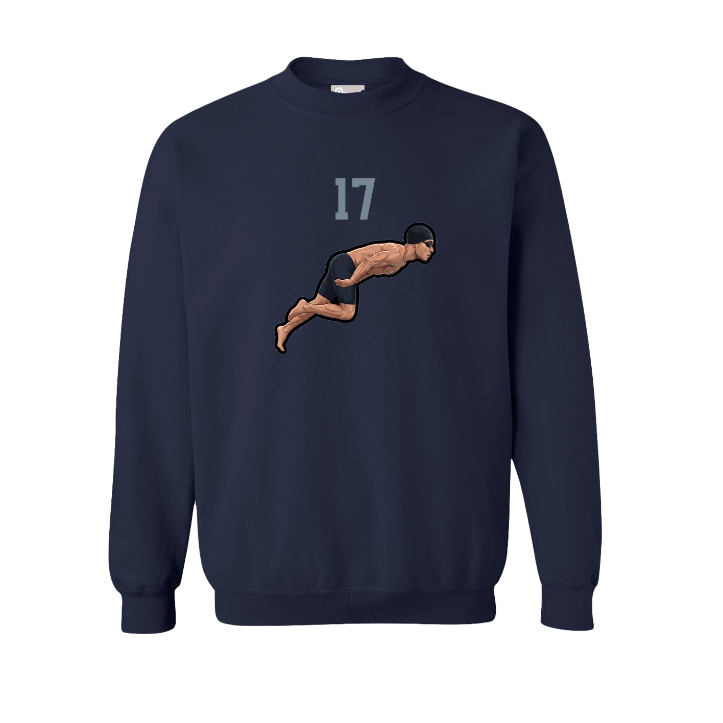 Fleece Crew — Number Top in Navy