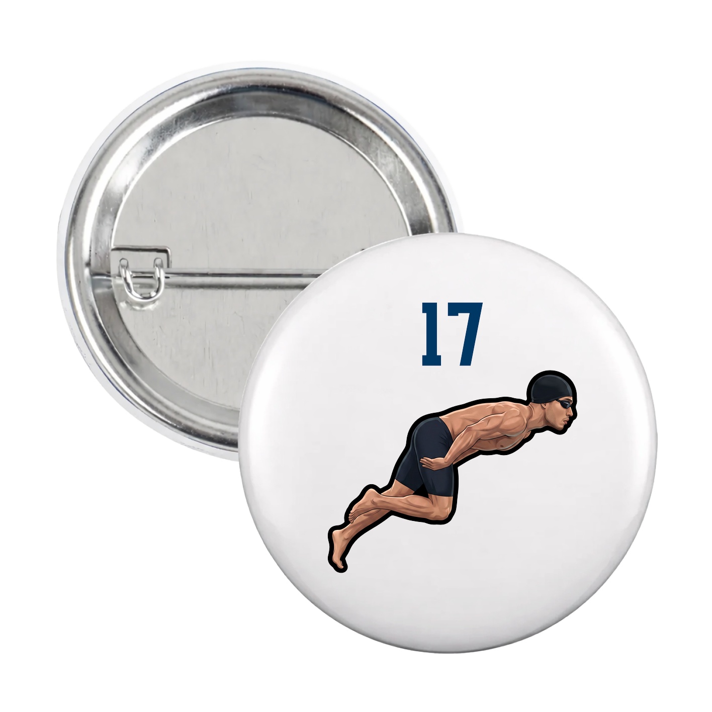 Game Day Button — Number Top in White