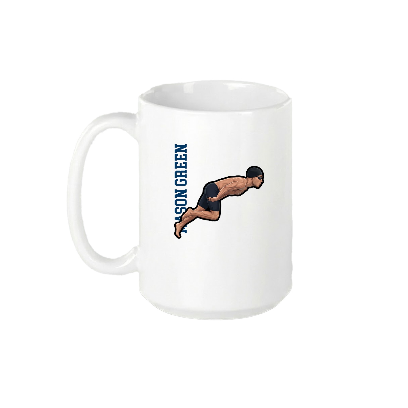 15oz Coffee Mug — Name Vertical in White