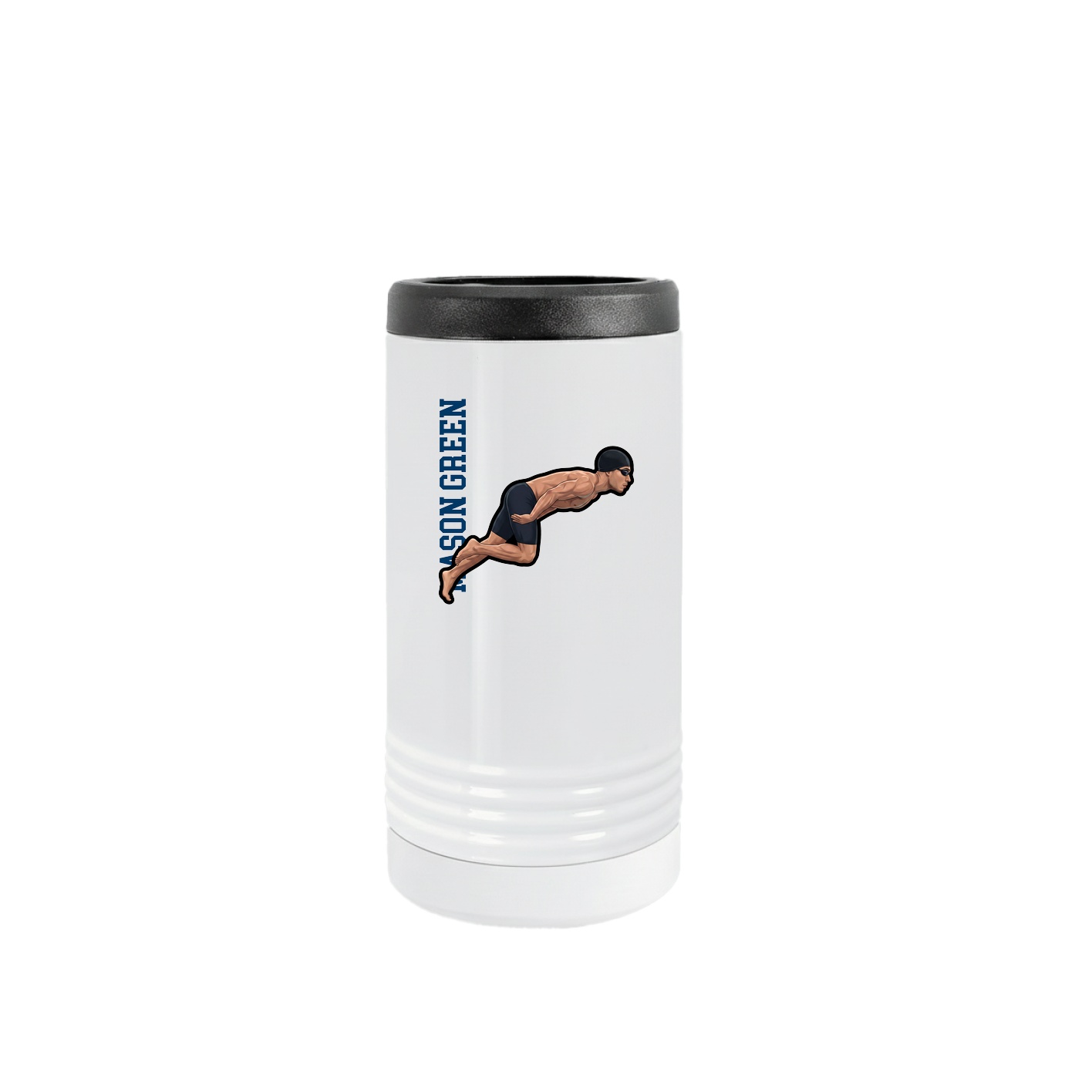 Slim Beverage Holder — Name Vertical in White