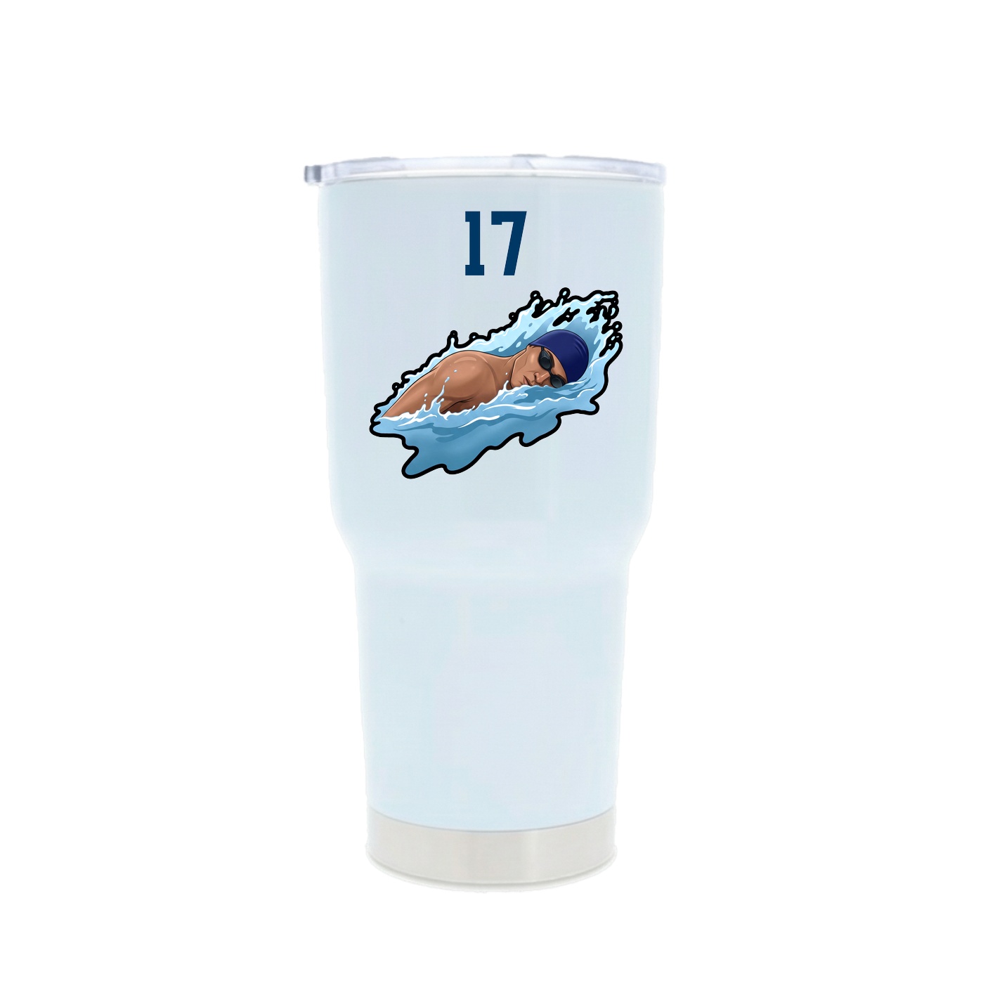 30oz Stainless Steel Tumbler — Number Top in White