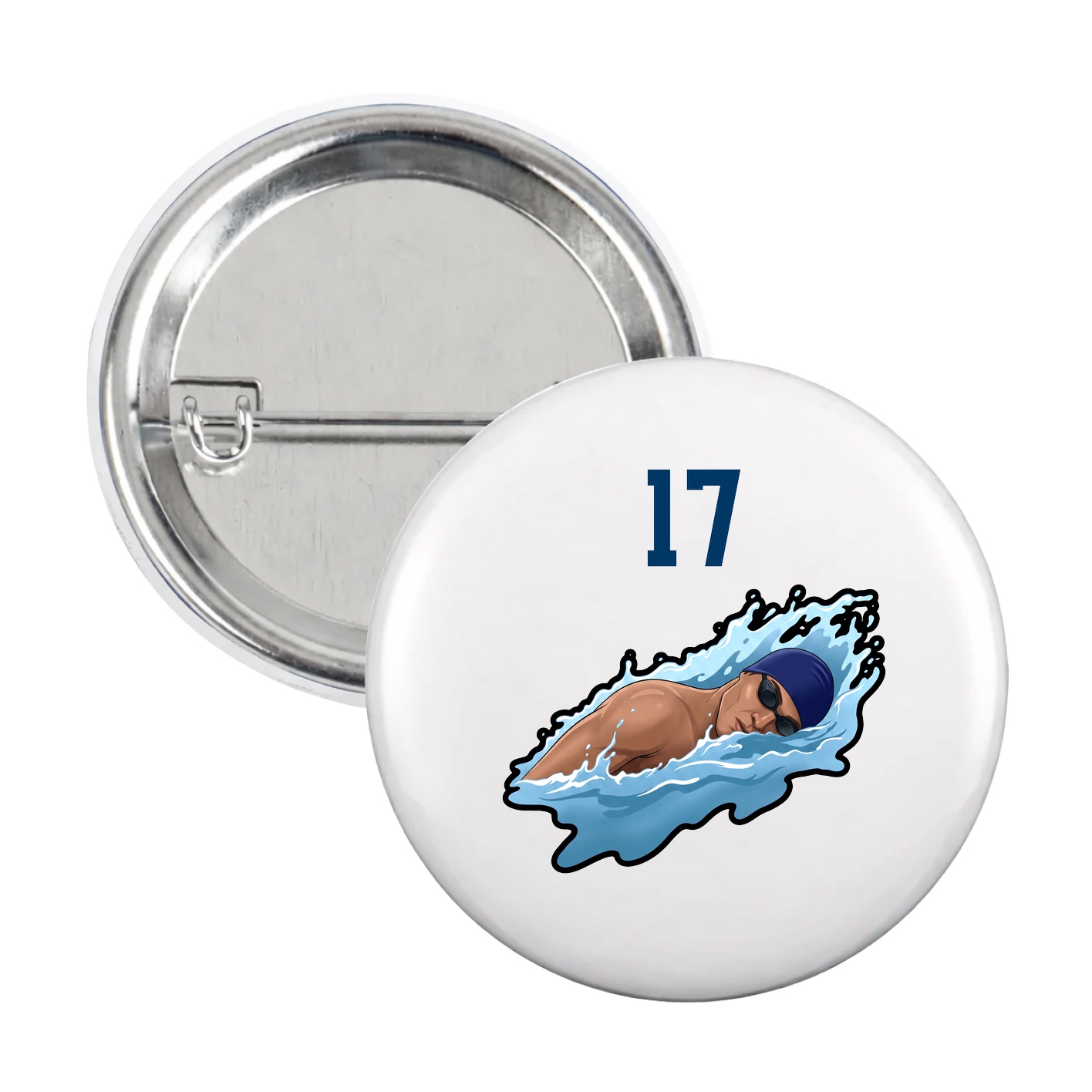 Game Day Button — Number Top in White