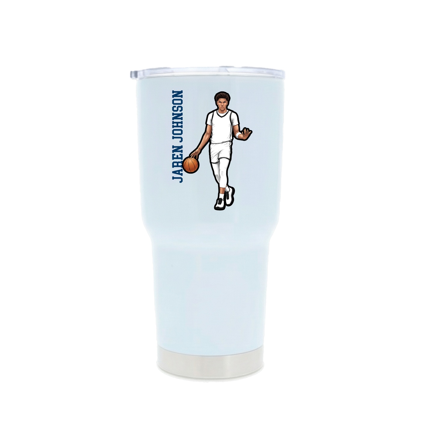 30oz Stainless Steel Tumbler — Name Vertical in White