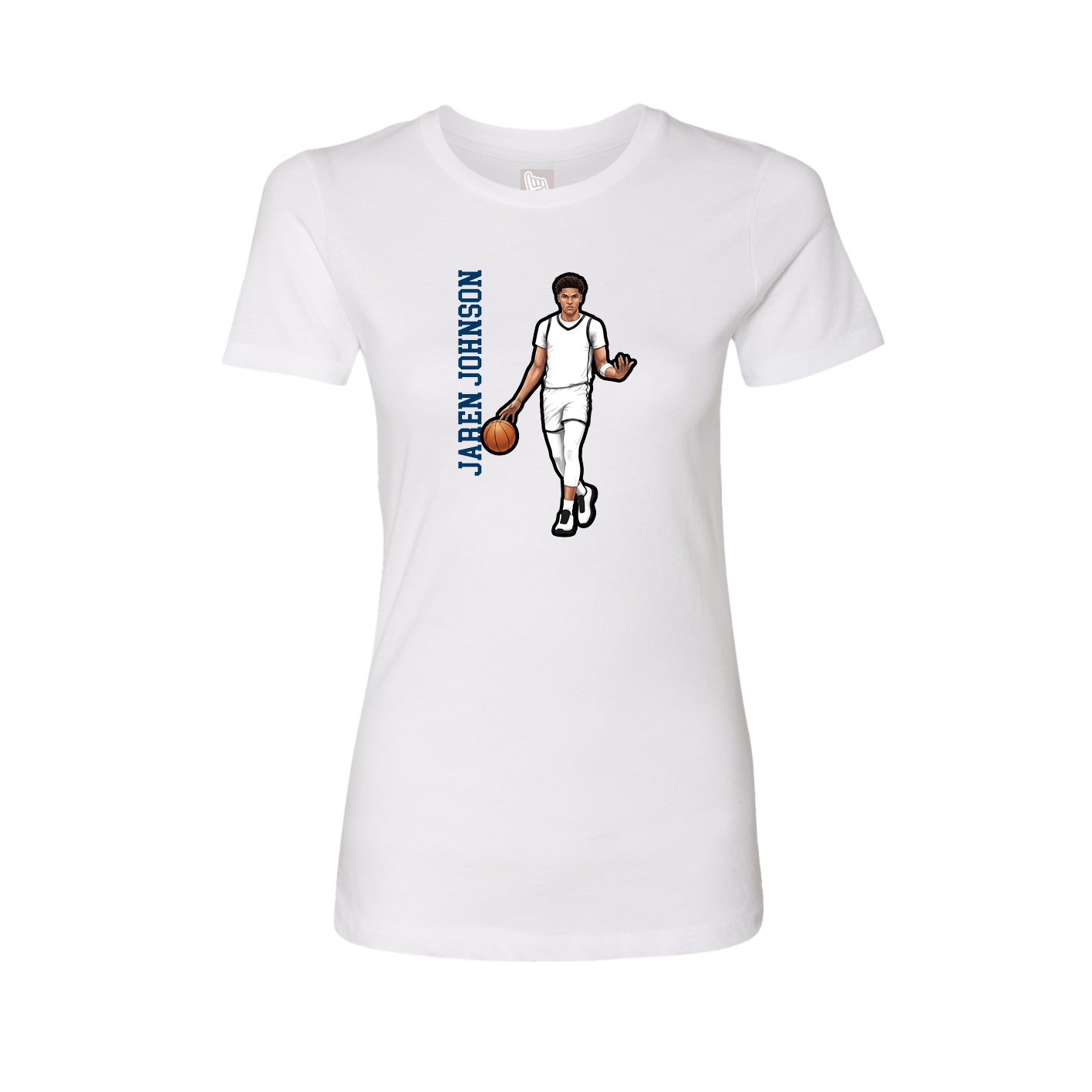 Fitted Women's Tee — Name Vertical in White