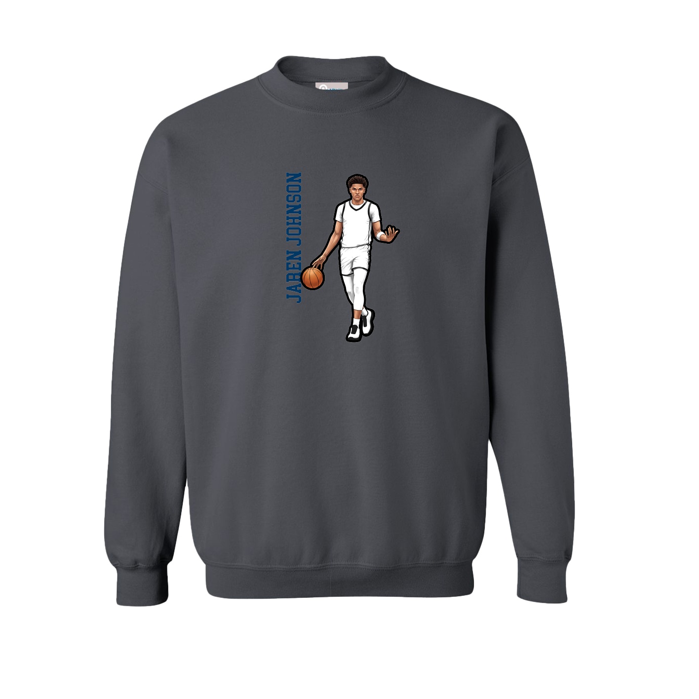 Fleece Crew — Name Vertical in Grey
