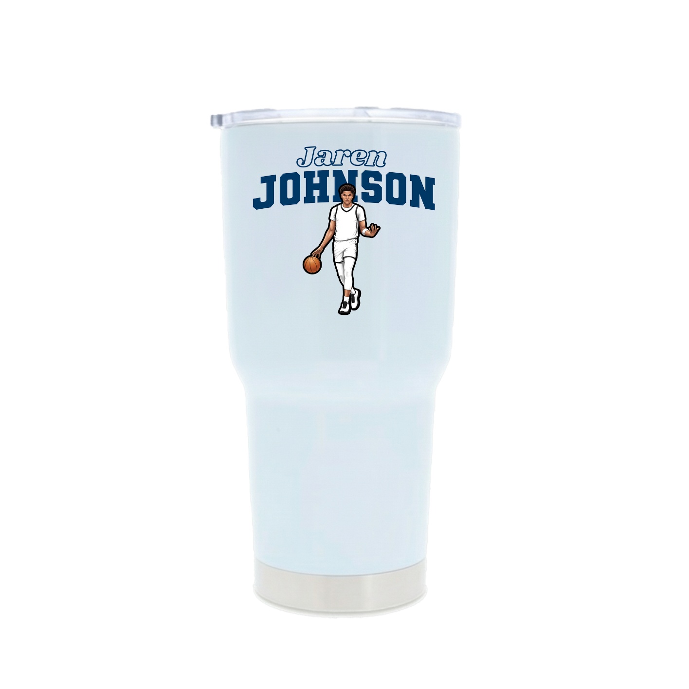 30oz Stainless Steel Tumbler — Name Arch in White