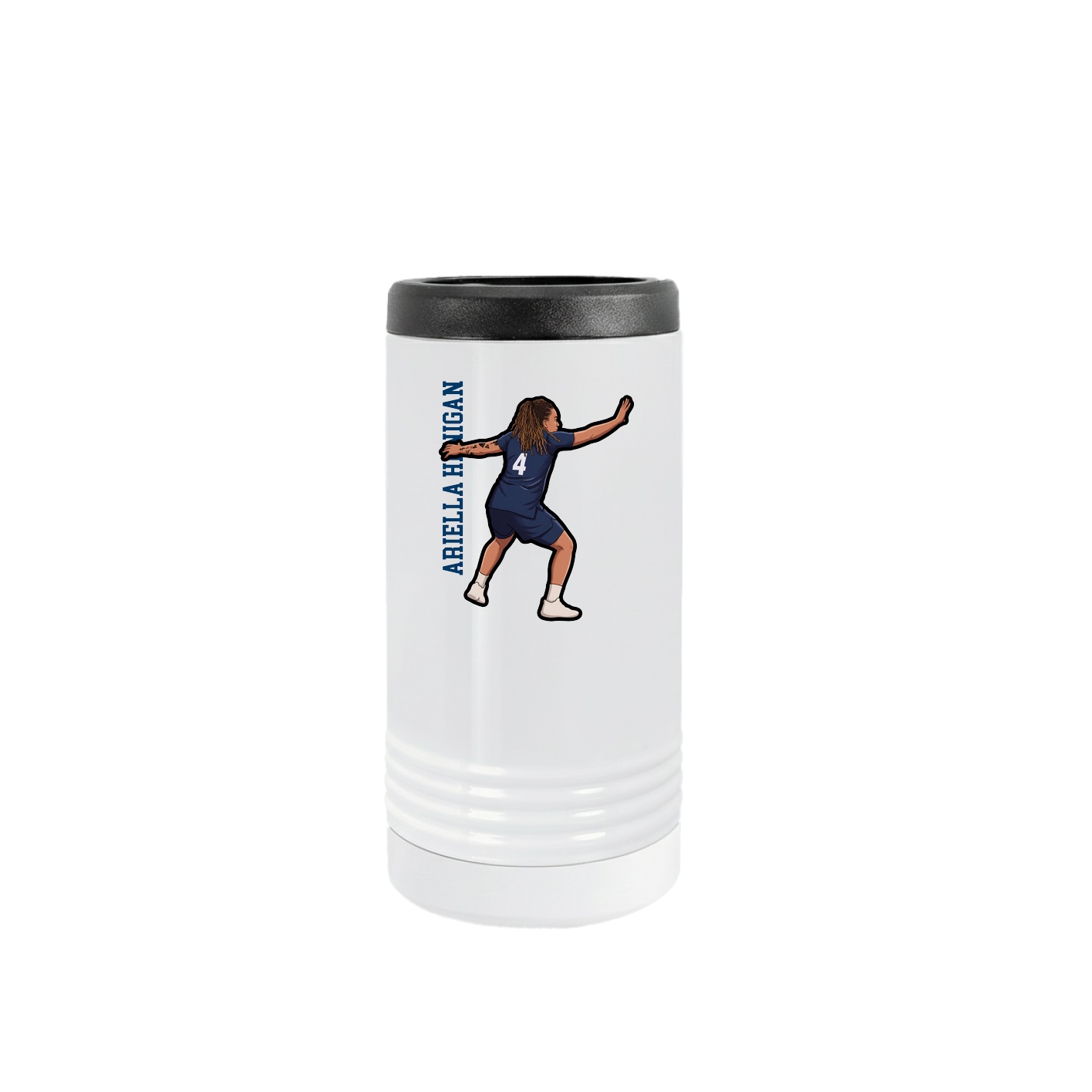 Slim Beverage Holder — Name Vertical in White